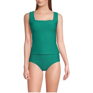 Square-Neck Textured Tankini Set in Island Emerald 3X